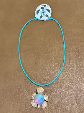 Marble Elegant Turtle Pendant Necklace in Turquoise and Pastel